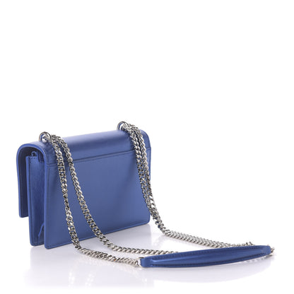 Saint Laurent Metallic Calfskin Monogram Sunset Chain Wallet Blue Royal 4 of 13