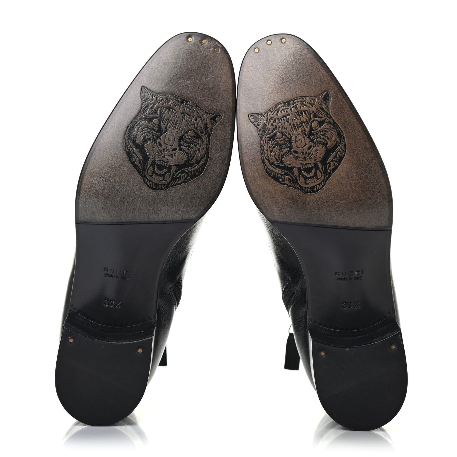 Gucci Goatskin Kitten Chain Horsebit Ankle Boots 39.5 Black 5 of 5