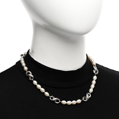 Tiffany Sterling Silver Pearl Infinity Necklace 2 of 4
