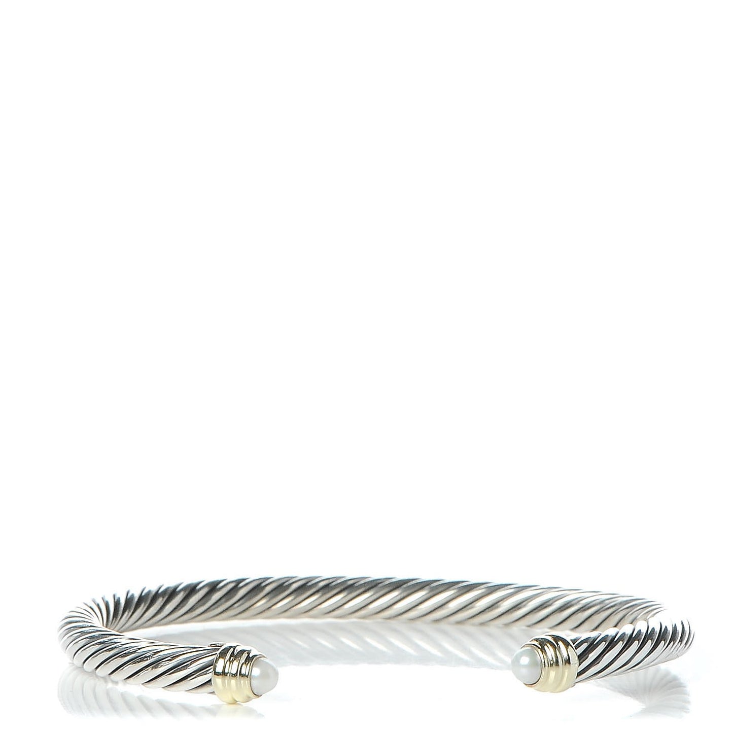 Sterling Silver 14K Yellow Gold Pearl 5mm Cable Classics Petite Color Bracelet