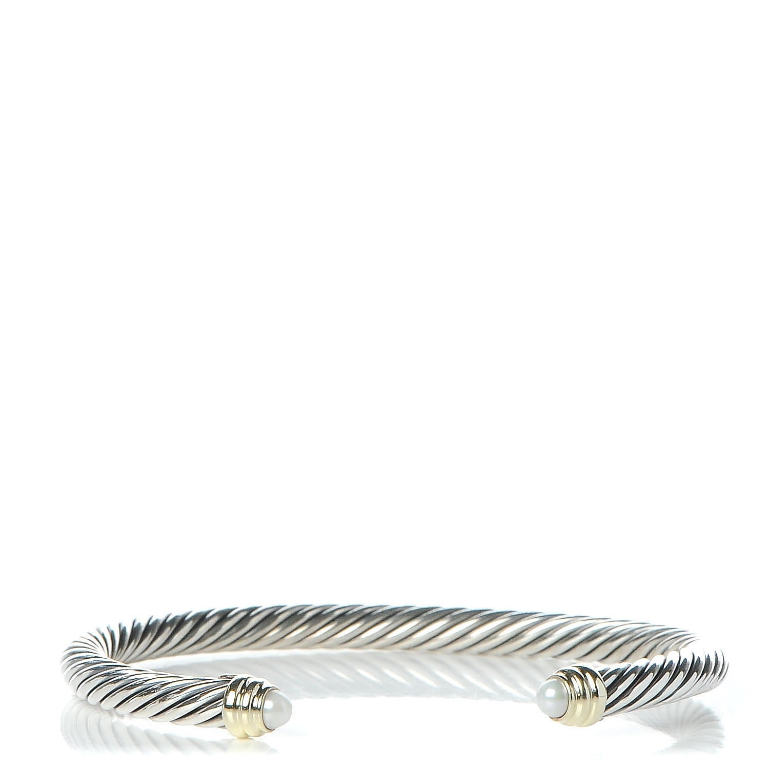 David Yurman Sterling Silver 14K Yellow Gold Pearl 5mm Cable Classics Petite Color Bracelet 1 of 5