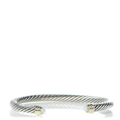 David Yurman Sterling Silver 14K Yellow Gold Pearl 5mm Cable Classics Petite Color Bracelet 1 of 5