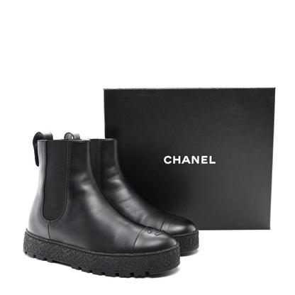 Chanel Calfskin Cap Toe CC Ankle Boots 40 Black 9 of 9