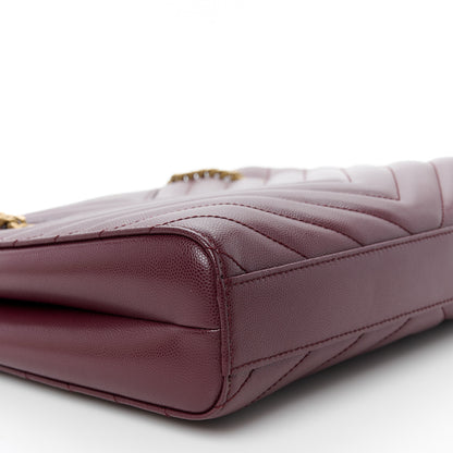 Saint Laurent Grain de Poudre Matelasse Chevron Small Tribeca Shopping Bag Rouge Legoin 10 of 11