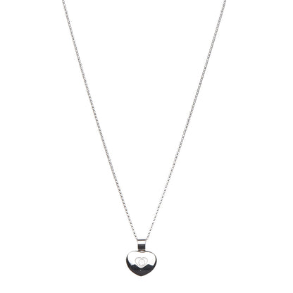 Chopard 18K White Gold Happy Diamonds Icons Puff Heart Pendant Necklace 1 of 7