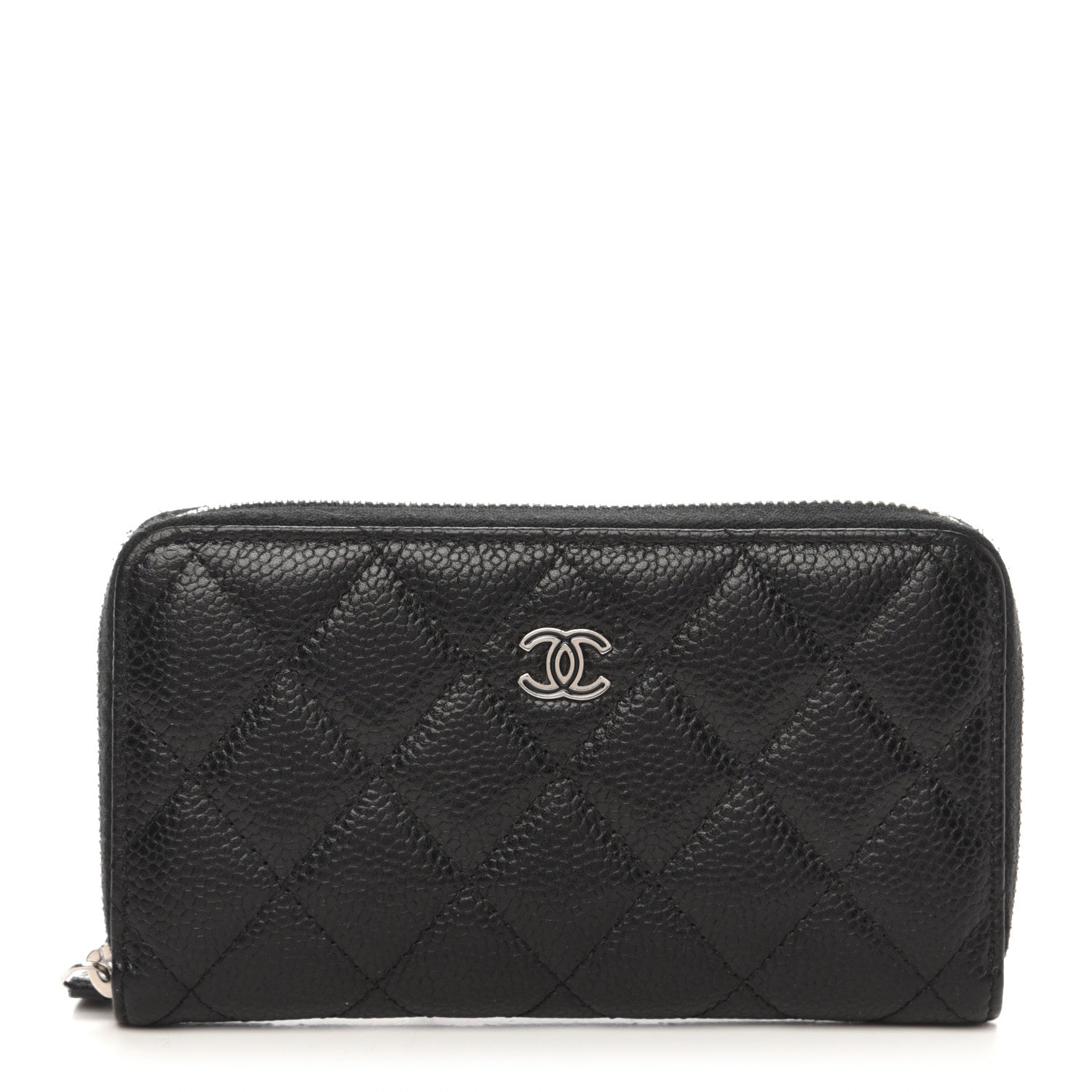 Chanel Caviar Quilted Small Gusset Zip Around Wallet Black 1 of 12