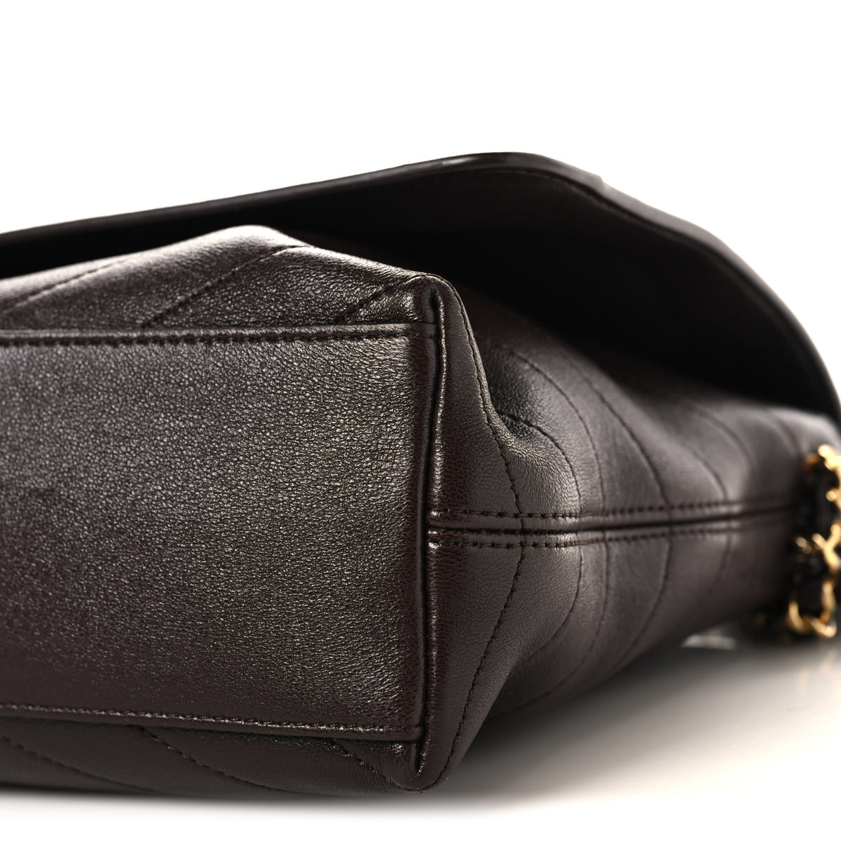 Lambskin Chevron Maxi Flap Bag Dark Brown