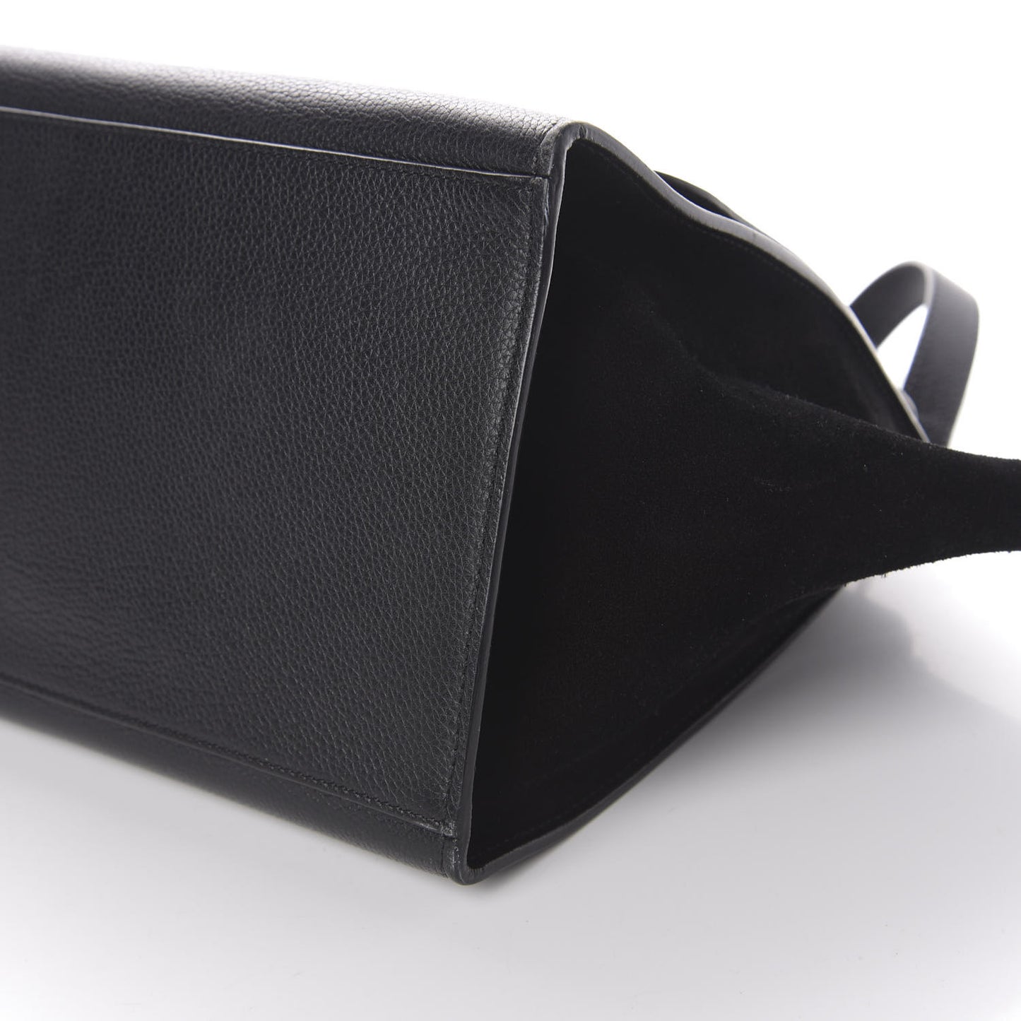 Drummed Calfskin Suede Medium Trapeze Black