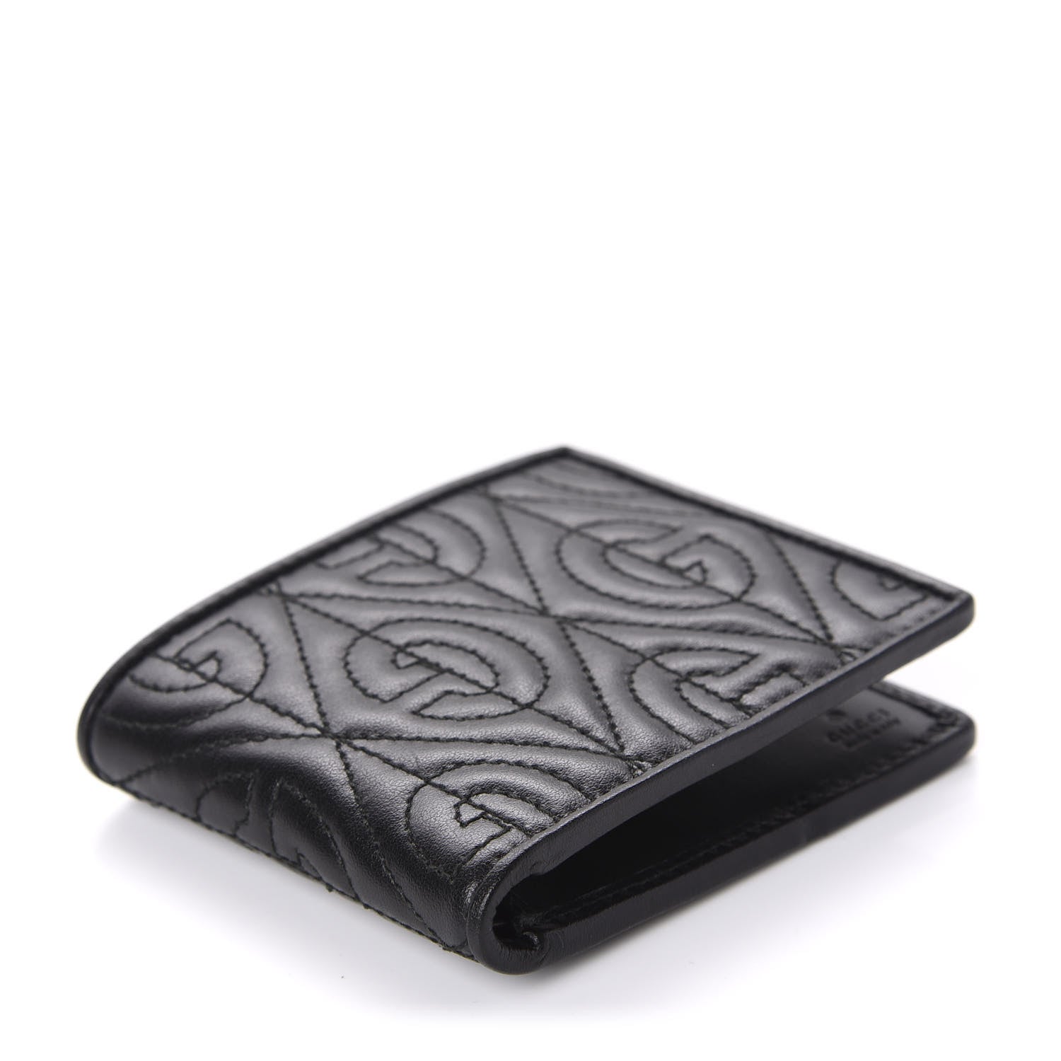 Gucci Calfskin G Rhombus Quilted Bi-Fold Wallet Black 3 of 7