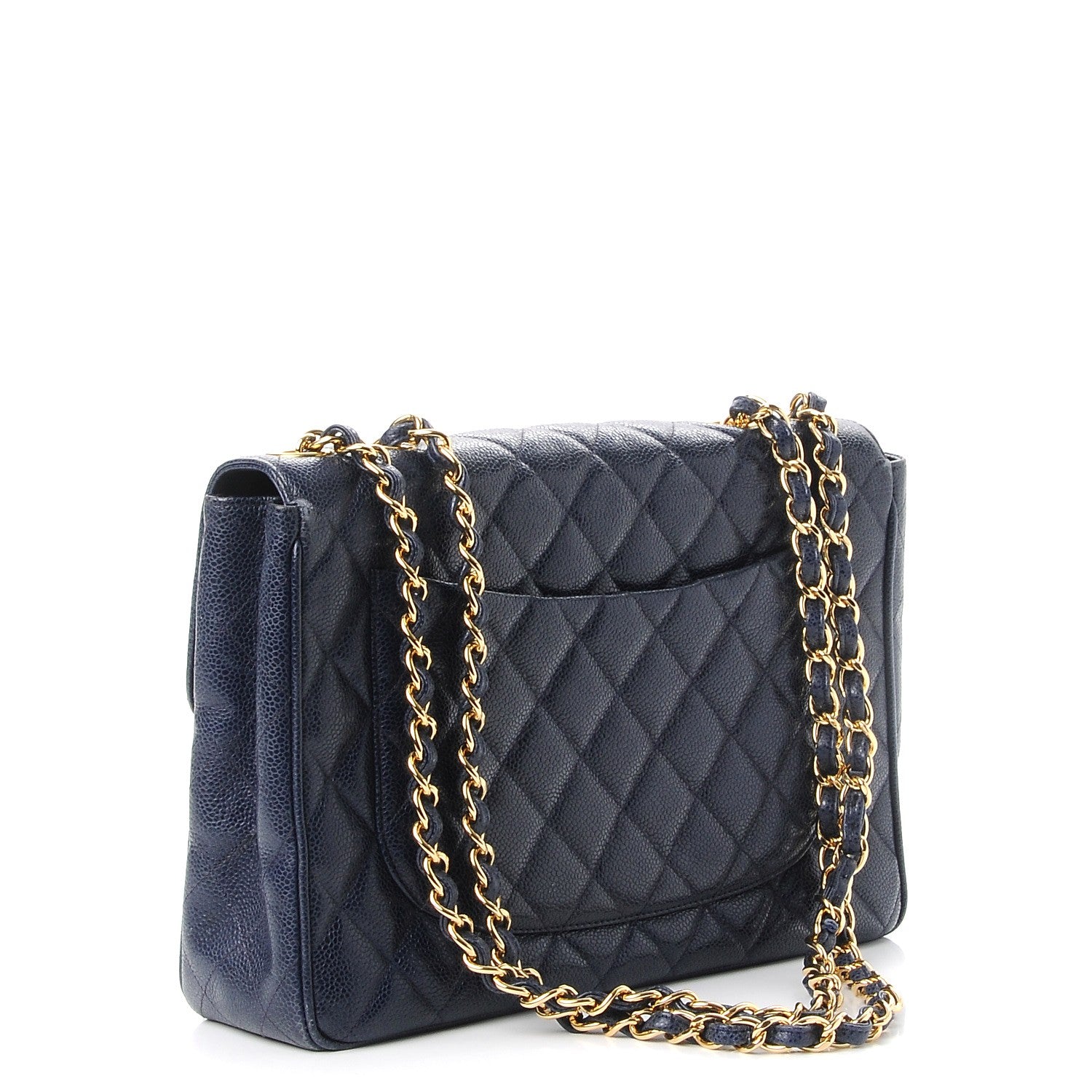 Chanel Caviar Quilted Jumbo Single Flap Blue 4 of 13