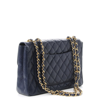 Chanel Caviar Quilted Jumbo Single Flap Blue 4 of 13