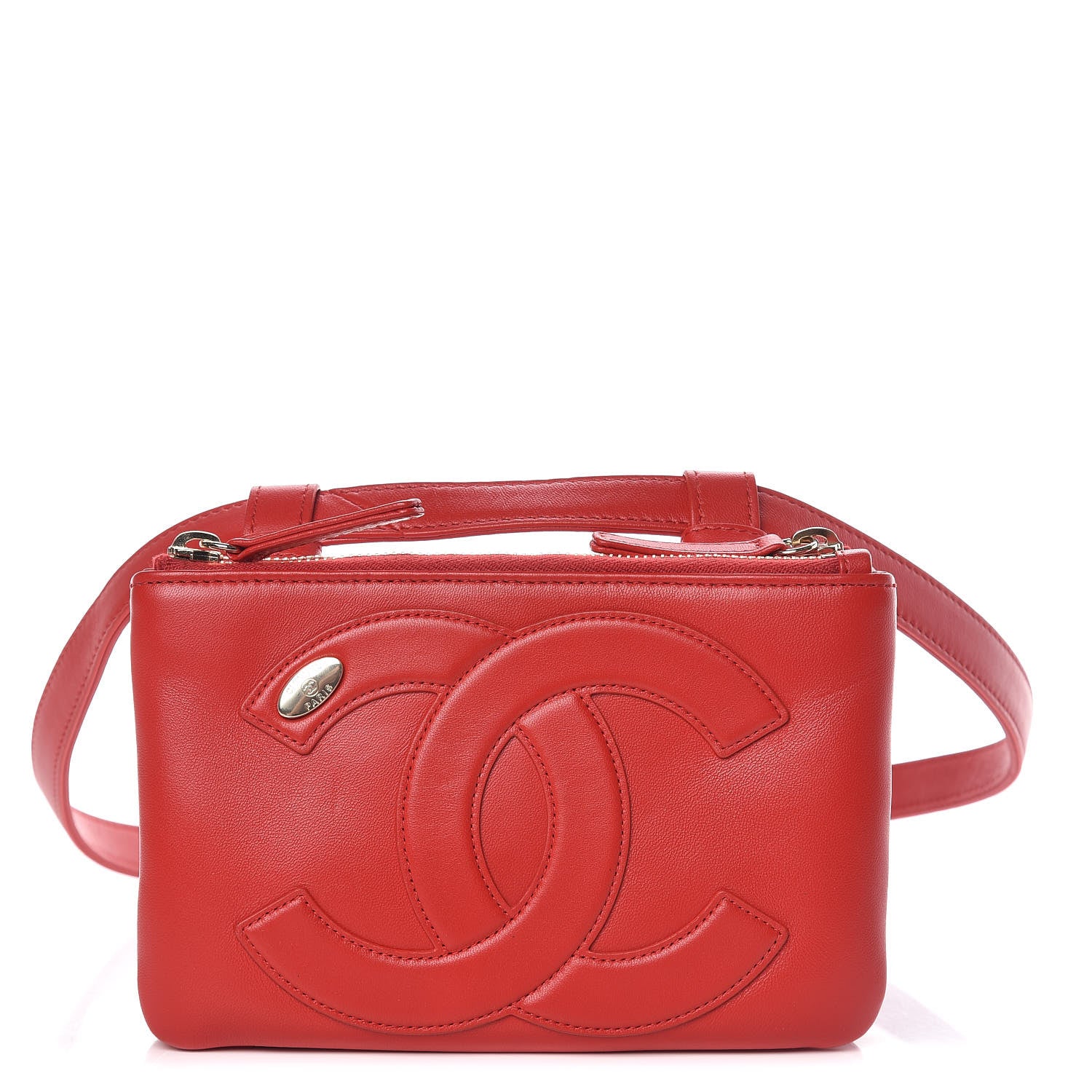 Chanel Lambskin CC Mania Waist Belt Bag Red 1 of 11