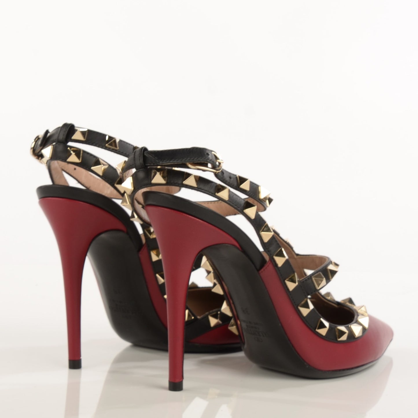 Nappa Rockstud Ankle Strap 100mm Pumps 38 Scarlet Black