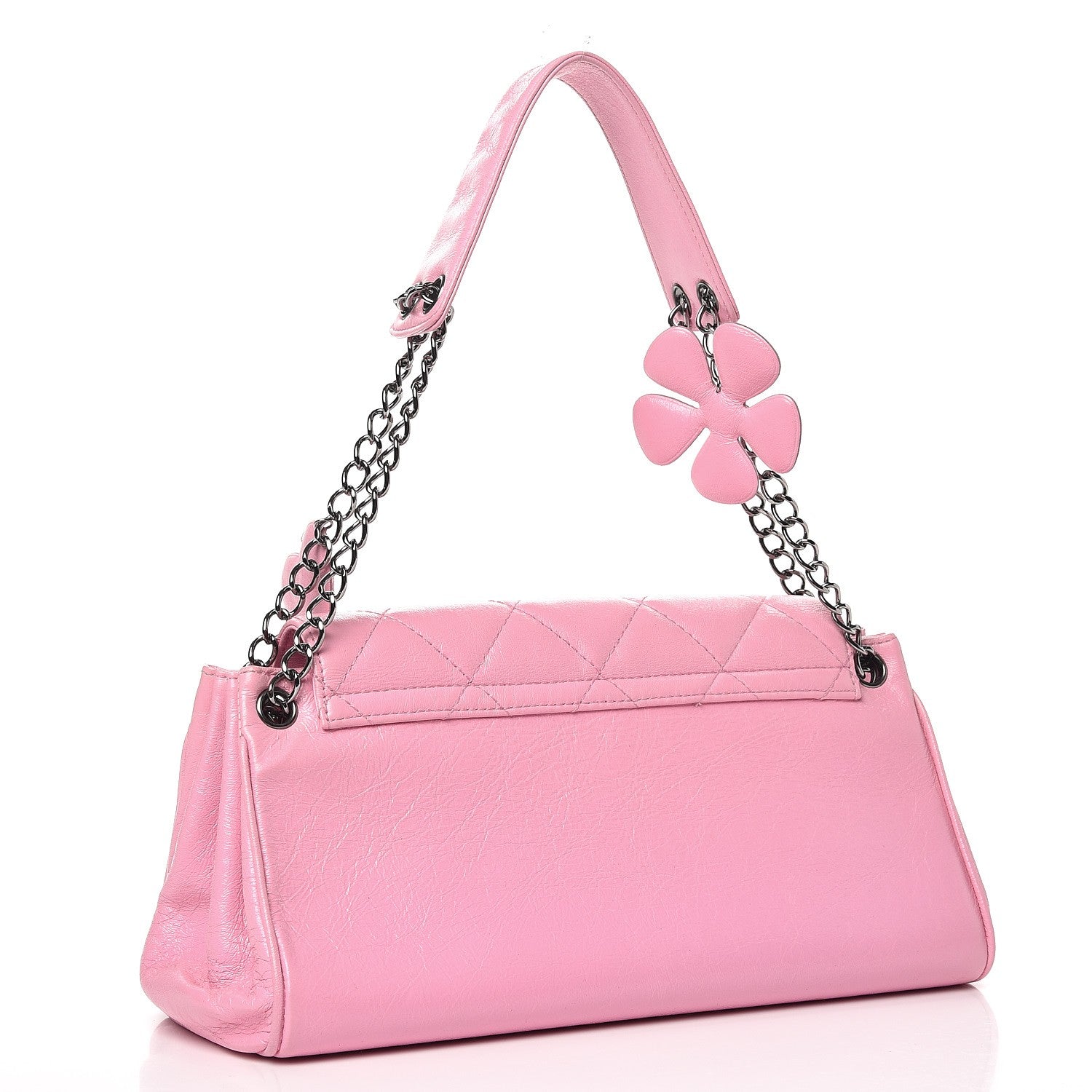 Chanel Glazed Calfskin Quilted Lucky Charms East West Accordion Flap Pink 3 of 12