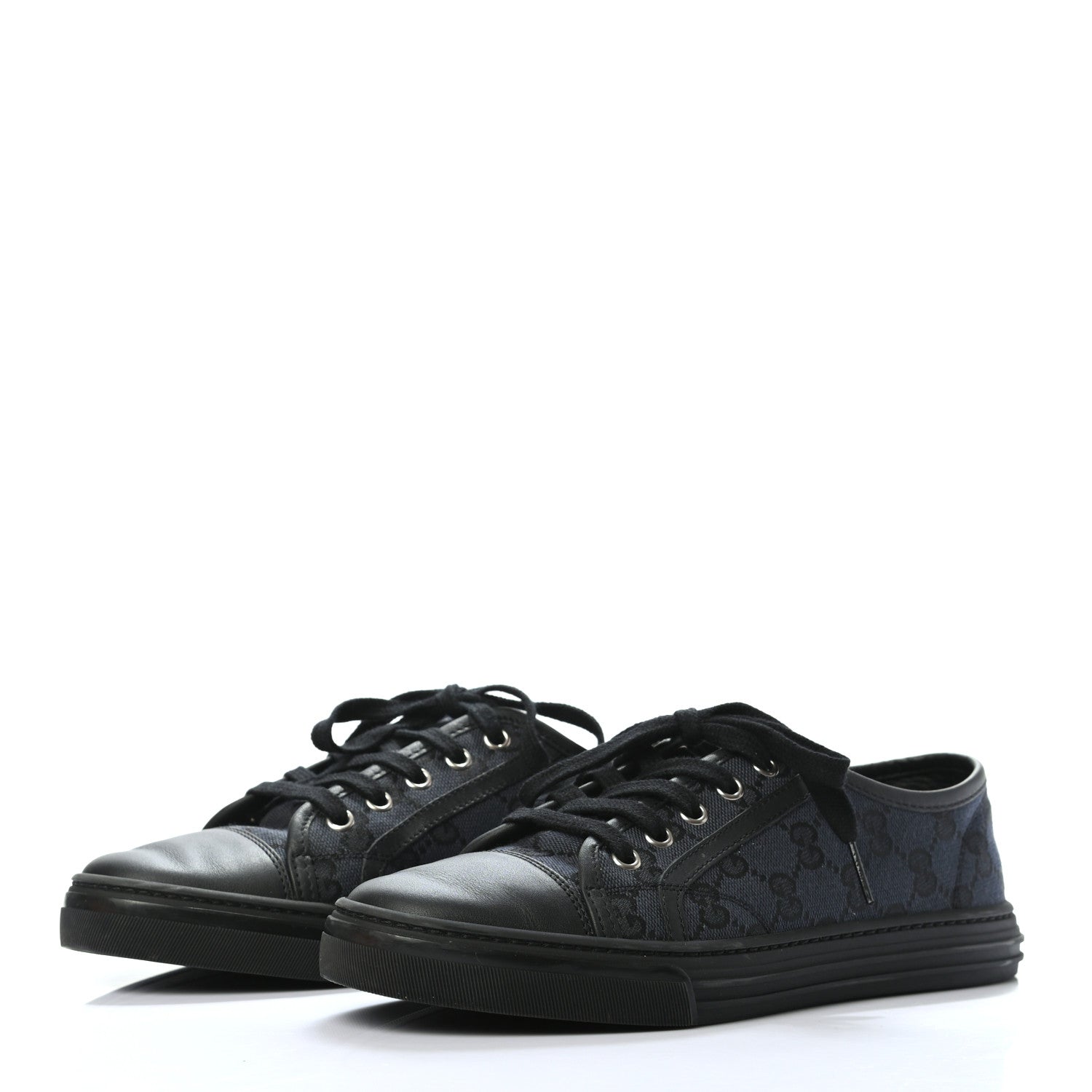 Gucci GG Monogram Calfskin Womens Low Top Sneakers 37 Piombo Black 3 of 8