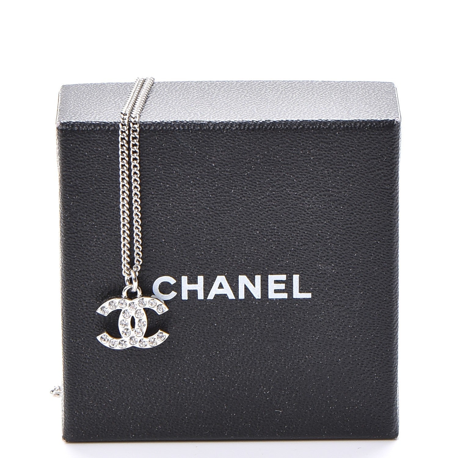 Chanel Crystal Timeless CC Necklace Silver 6 of 6