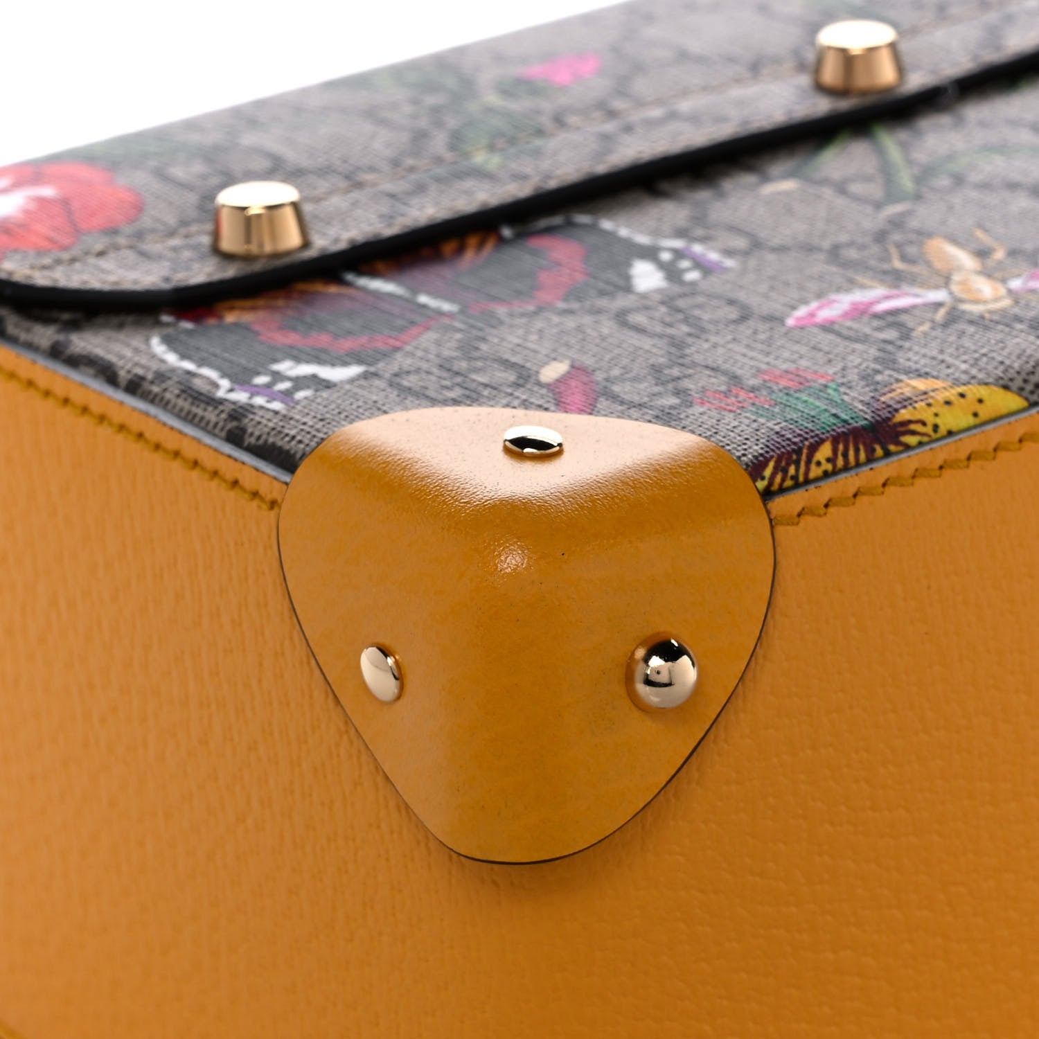 Gucci GG Supreme Monogram Flora Small Padlock Bamboo Shoulder Bag Beige Multicolor Crop 12 of 13