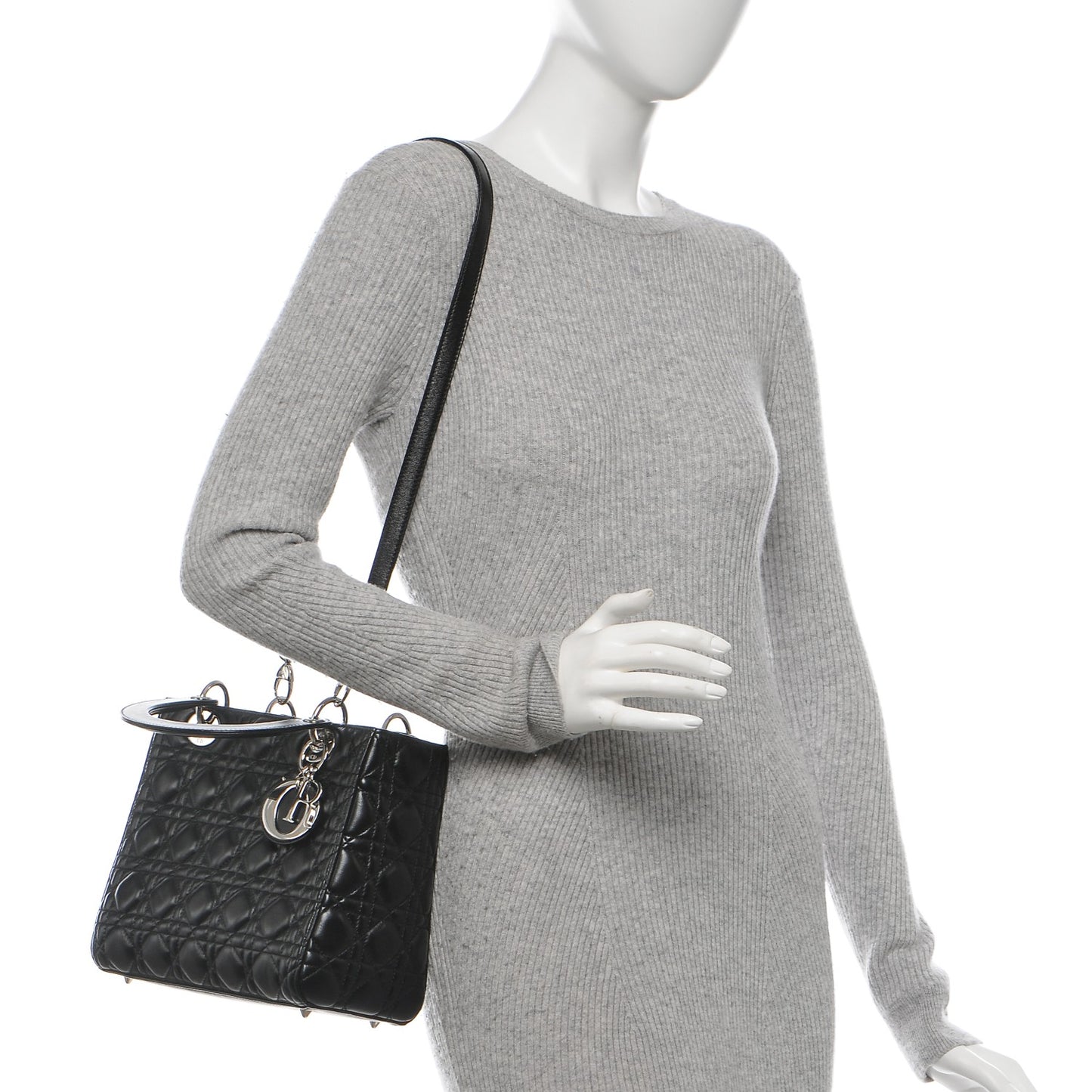 Lambskin Cannage Medium Lady Dior Black
