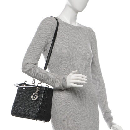 Christian Dior Lambskin Cannage Medium Lady Dior Black 2 of 8