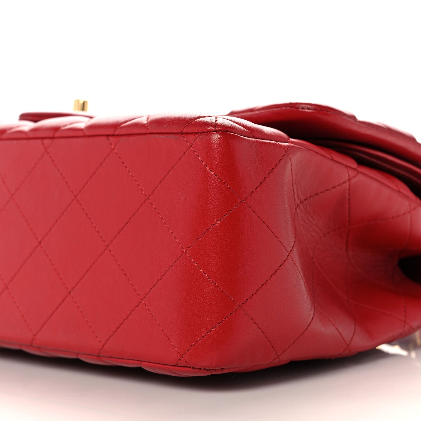Lambskin Quilted Jumbo Double Flap Red