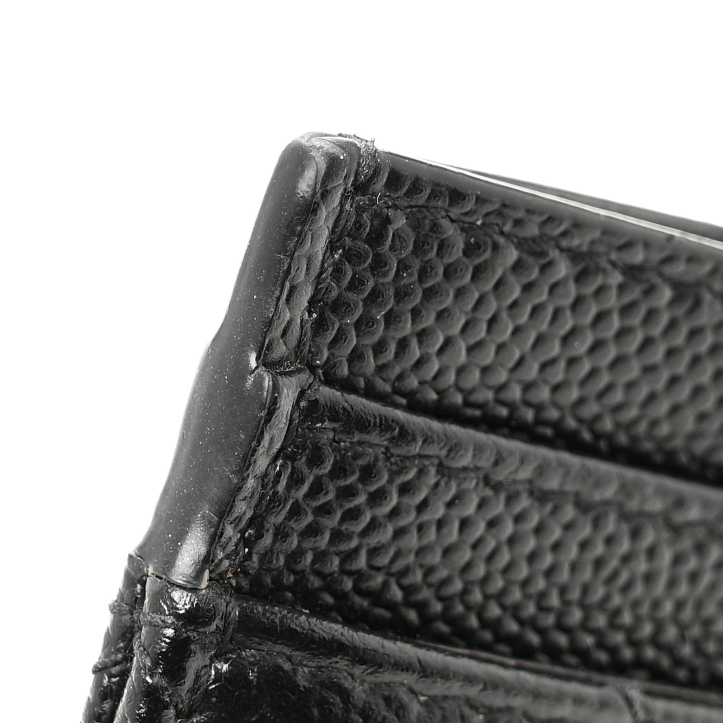 Grain De Poudre Matelasse Chevron Monogram Credit Card Case Black