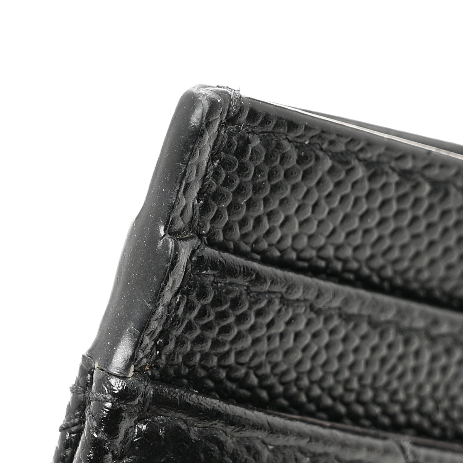 Saint Laurent Grain De Poudre Matelasse Chevron Monogram Credit Card Case Black 8 of 11