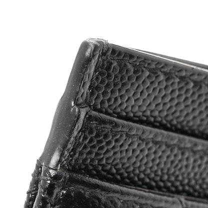 Saint Laurent Grain De Poudre Matelasse Chevron Monogram Credit Card Case Black 8 of 11