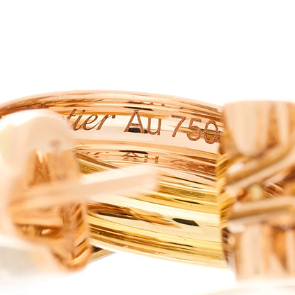 Cartier 18K Pink Yellow White Gold Classic Trinity Hoop Earrings 7 of 8