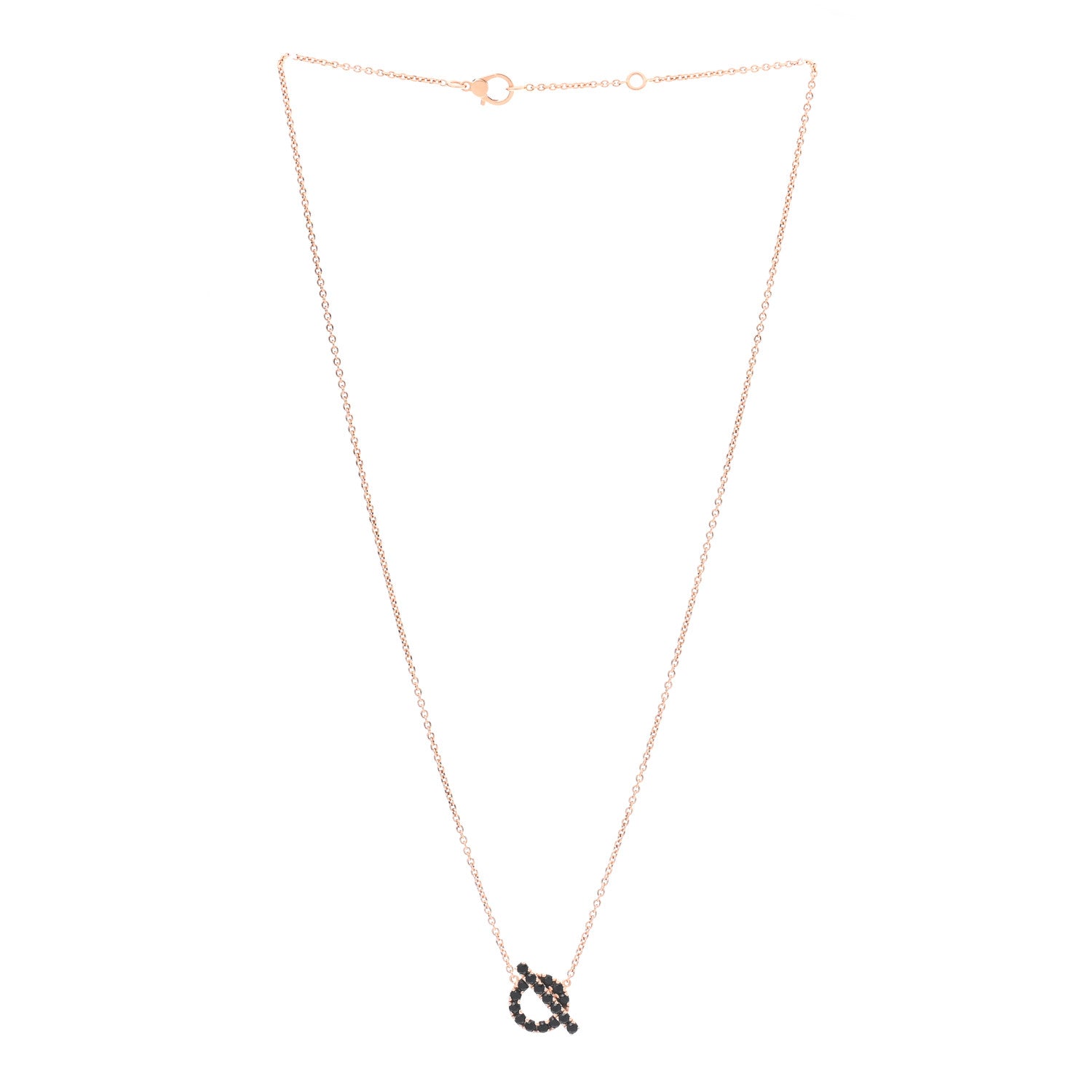 Hermes 18K Rose Gold Black Spinel Finesse Pendant Necklace 3 of 5