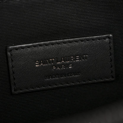 Saint Laurent Calfskin Crocodile Embossed Monogram Belt Bag Black 6 of 14