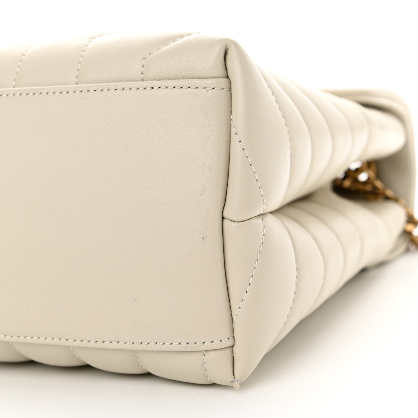 Calfskin Y Quilted Monogram Medium Loulou Chain Satchel Crema Soft