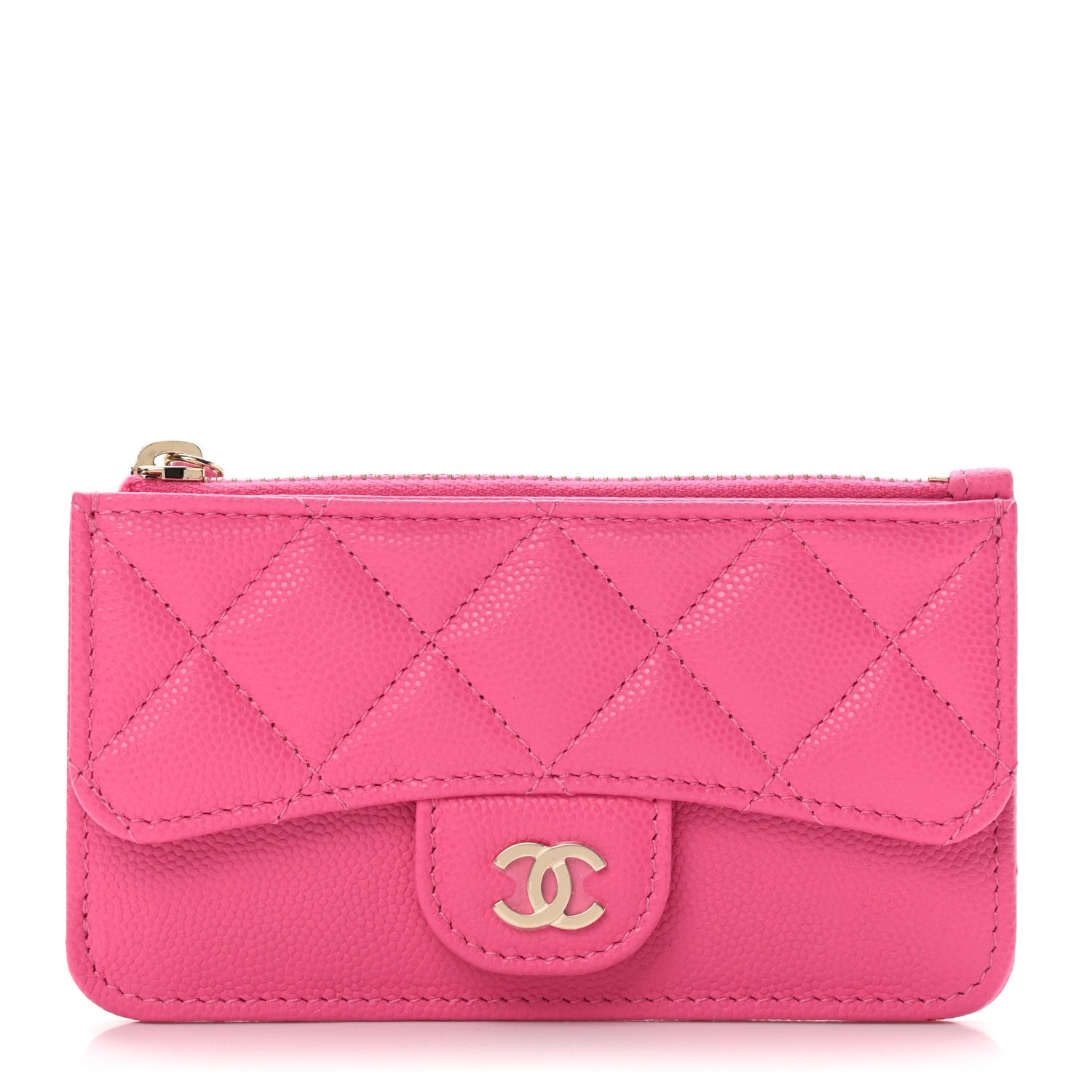 Chanel Caviar Quilted Flap Zip Card Holder Dark Pink 1 of 8