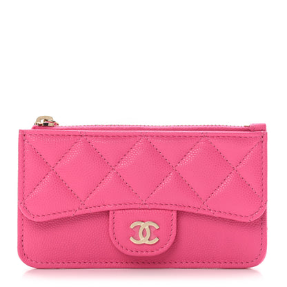 Chanel Caviar Quilted Flap Zip Card Holder Dark Pink 1 of 8