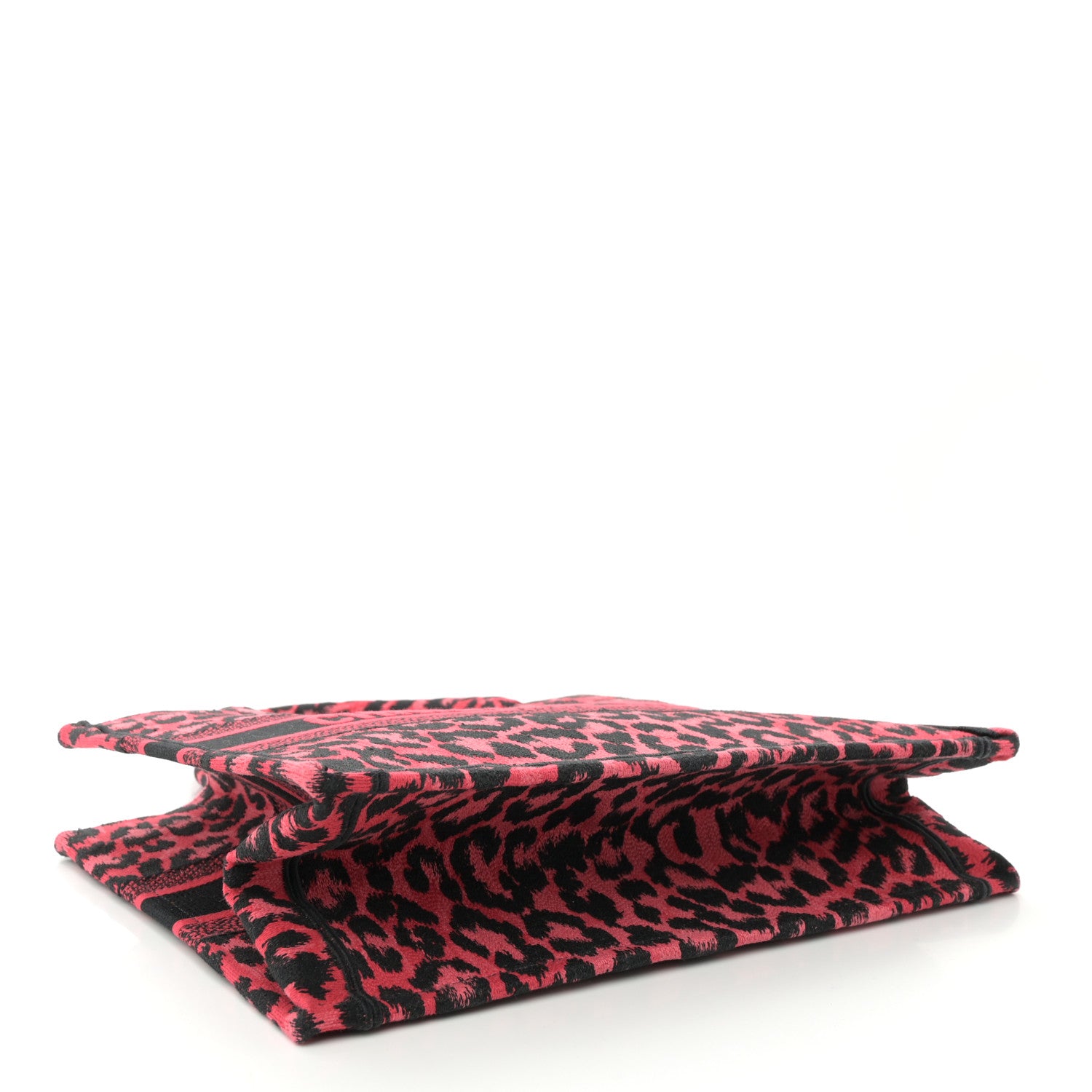 Christian Dior Canvas Mizza Embroidered Medium Leopard Book Tote Fuchsia Multicolor 4 of 12
