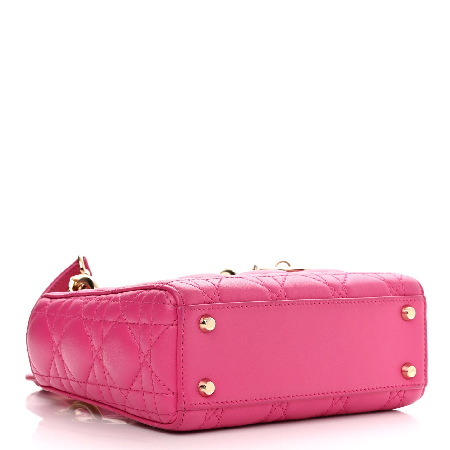 Lambskin Cannage Mini Lady Dior Fuchsia