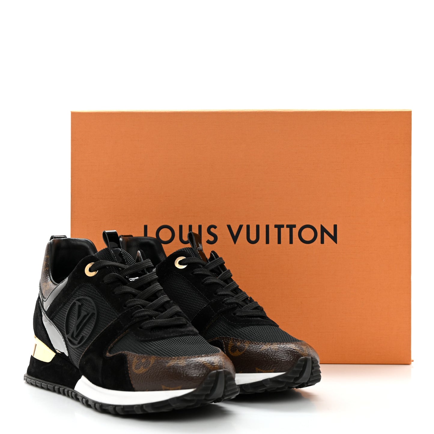 Suede Monogram Run Away Sneakers 37.5 Black