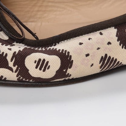 Chanel Lambskin Canvas Printed CC Cap Toe Ballerina Flats 39 Brown 10 of 13