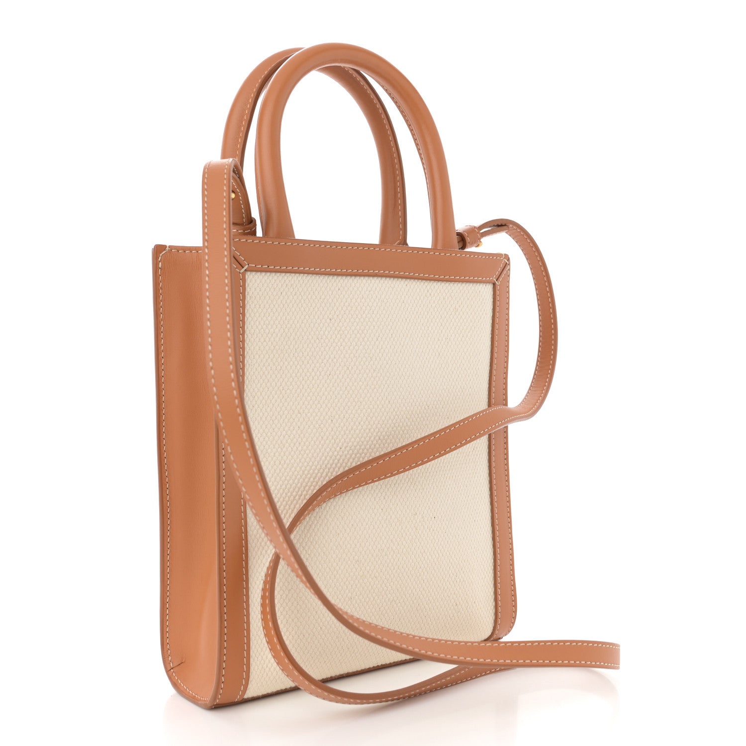 Celine Canvas Calfskin Mini Vertical Cabas Natural Tan 3 of 11