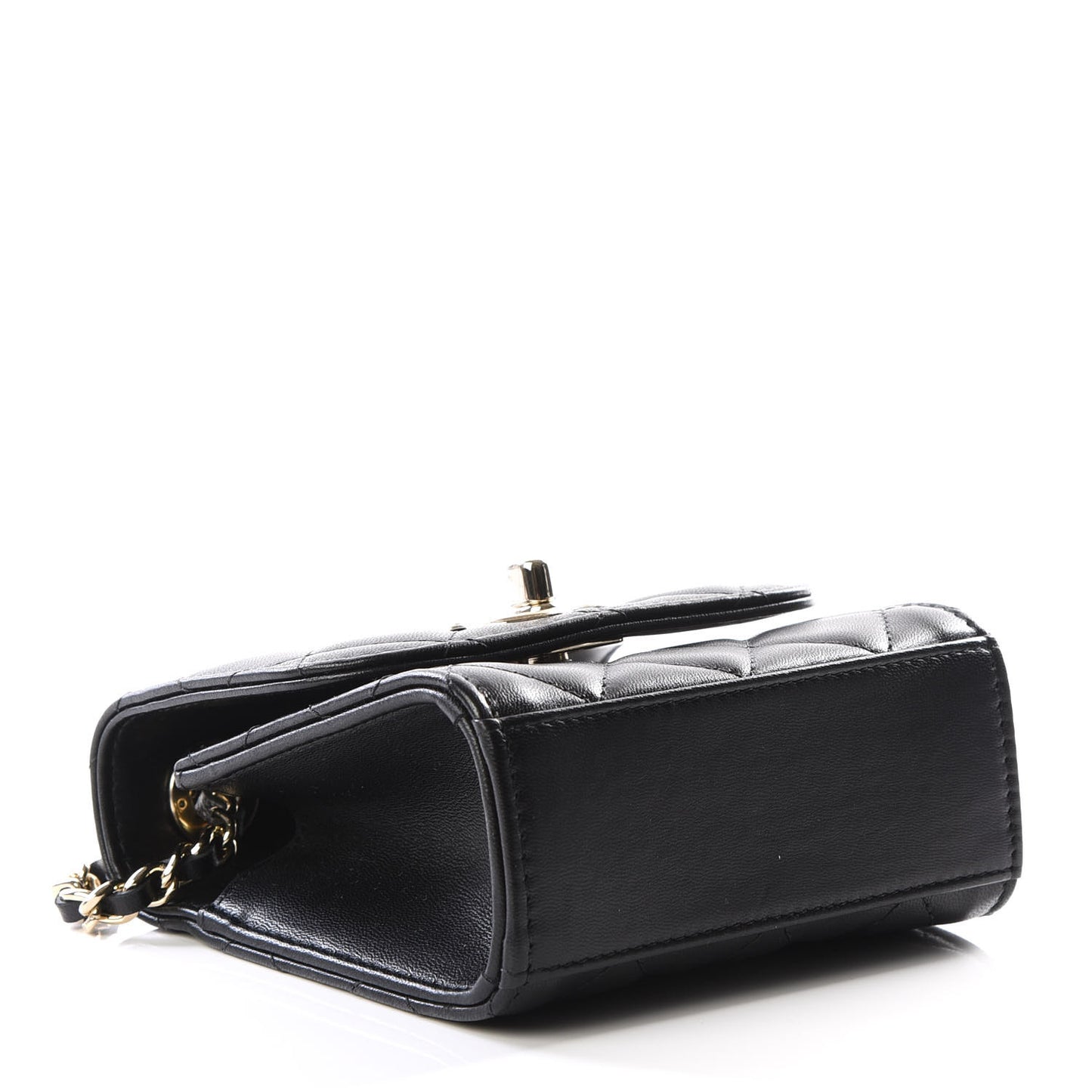 Lambskin Quilted Mini Trendy CC Chain Wallet Black