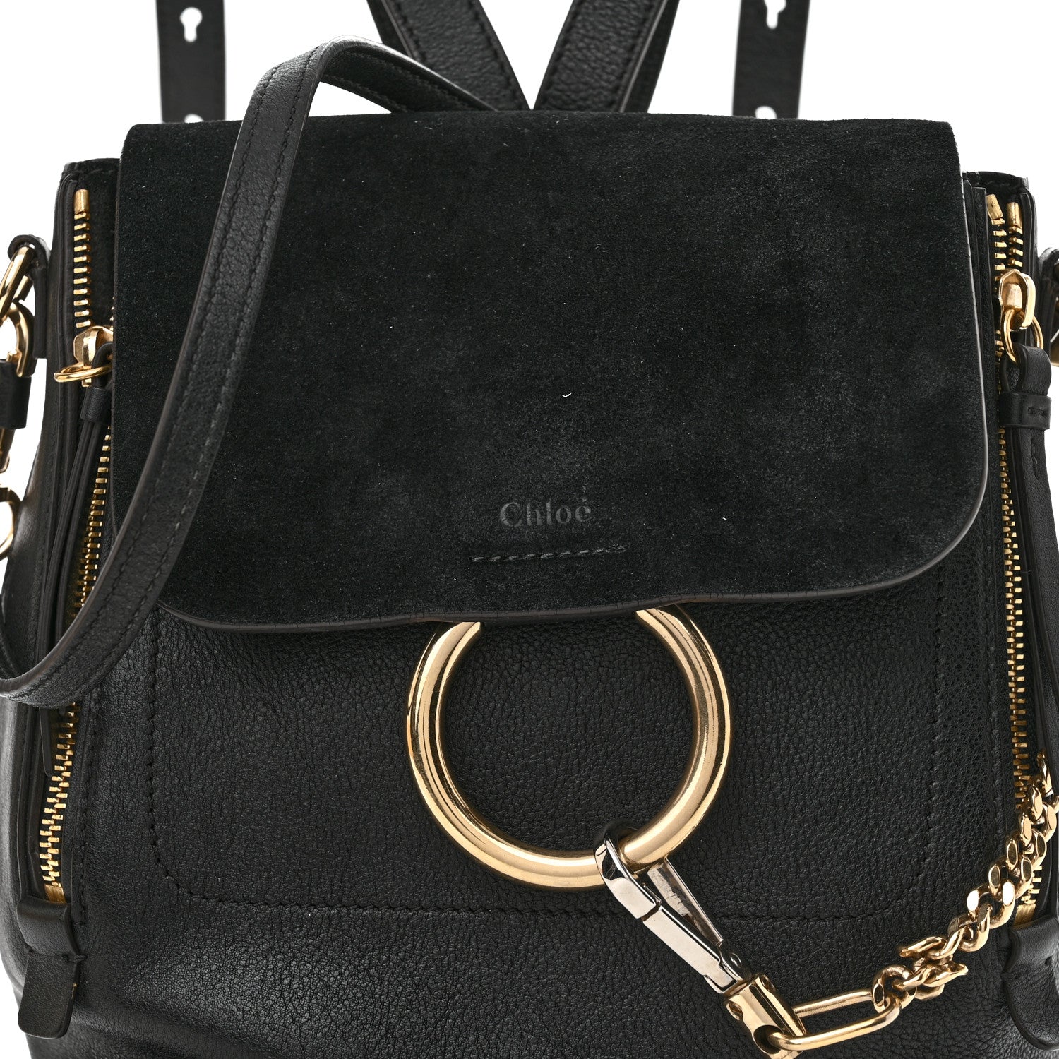 Chloe Suede Calfskin Small Faye Backpack Black 8 of 17