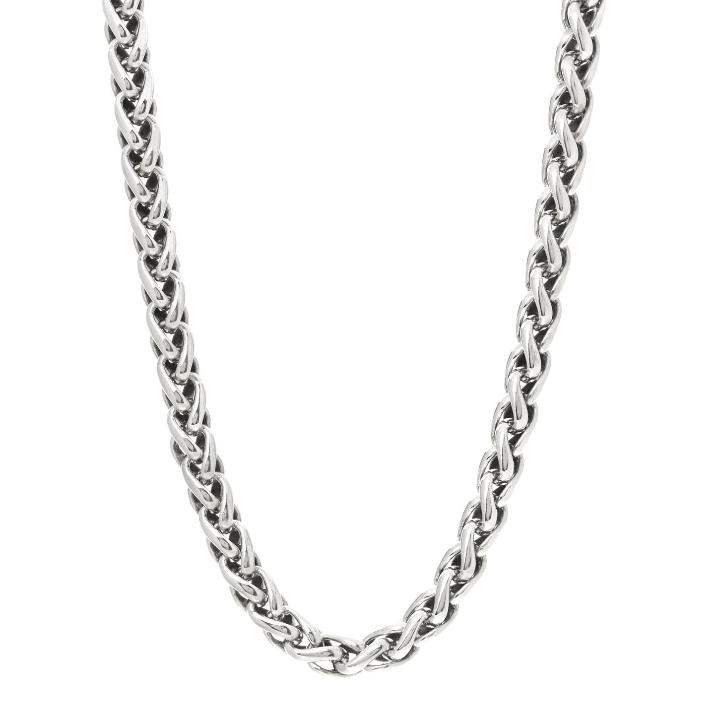 Sterling Silver 14K Yellow Gold 8mm Wheat Chain Necklace