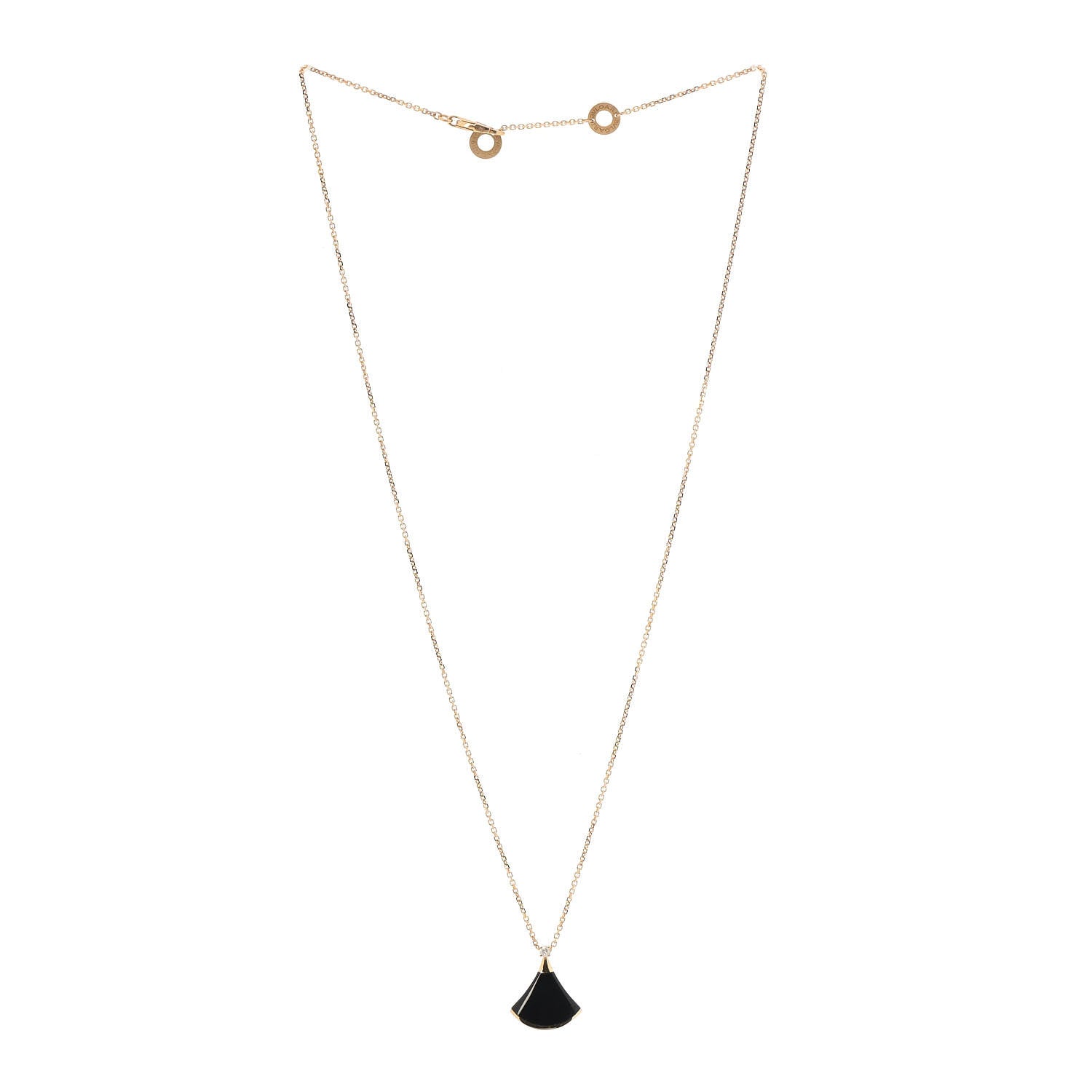 Bulgari 18K Rose Gold Diamond Black Onyx Divas' Dream Pendant Necklace 3 of 5