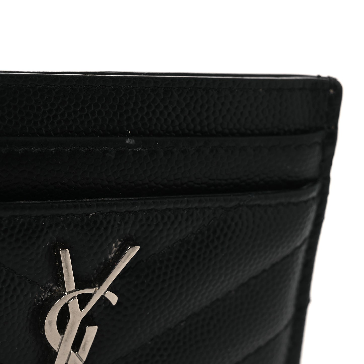 Grain De Poudre Matelasse Chevron Monogram Credit Card Case Black