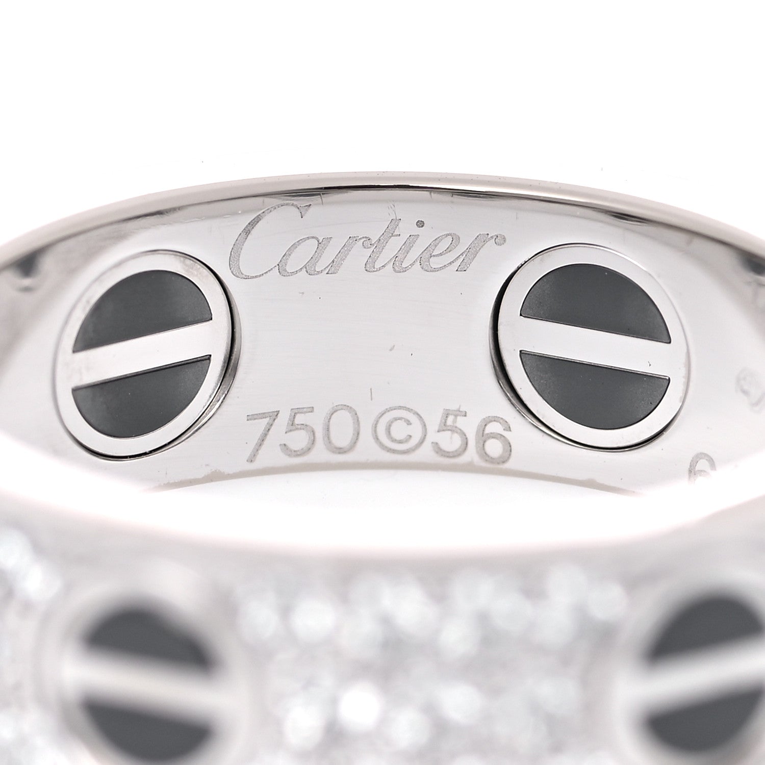 Cartier 18K White Gold Diamond Ceramic LOVE Paved Ring 56 7.5 3 of 6