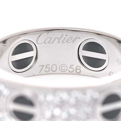 Cartier 18K White Gold Diamond Ceramic LOVE Paved Ring 56 7.5 3 of 6