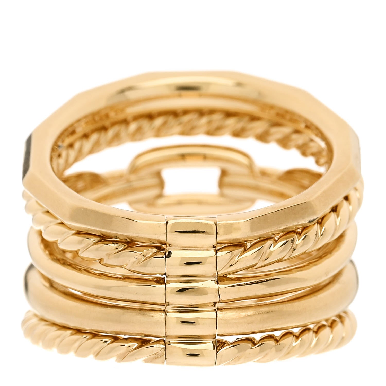 David Yurman 18K Yellow Gold Diamond 15mm Stax Five-Row Ring 49 5 3 of 6