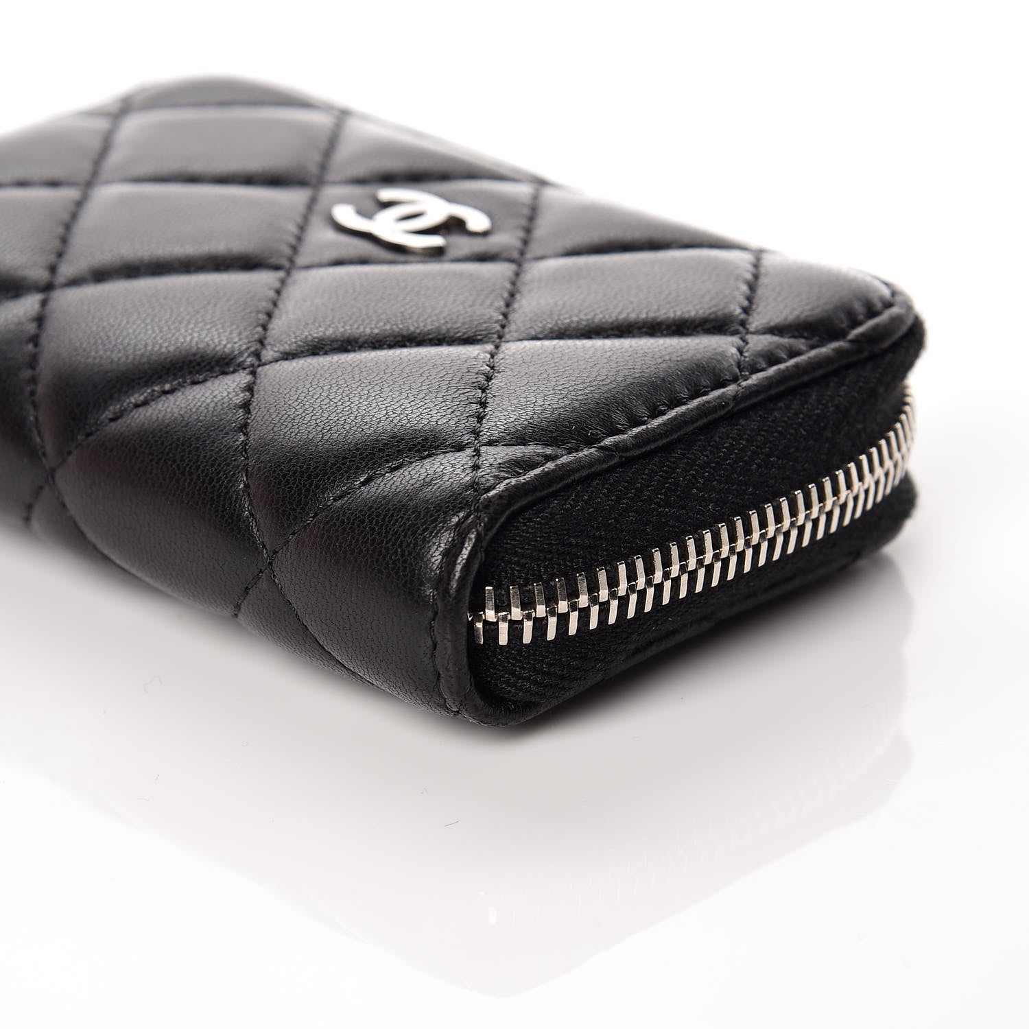 Chanel Lambskin Quilted Zip Coin Purse Black 9 of 10