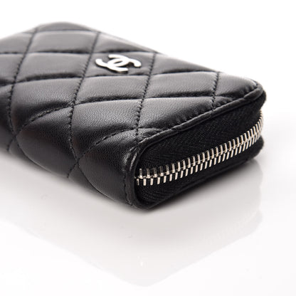 Chanel Lambskin Quilted Zip Coin Purse Black 9 of 10