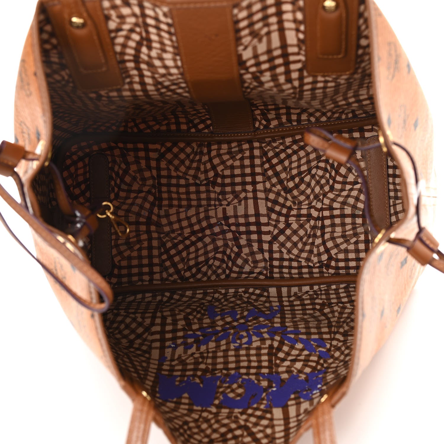 MCM Visetos Medium Liz Reversible Shopper Tote Cognac 9 of 15