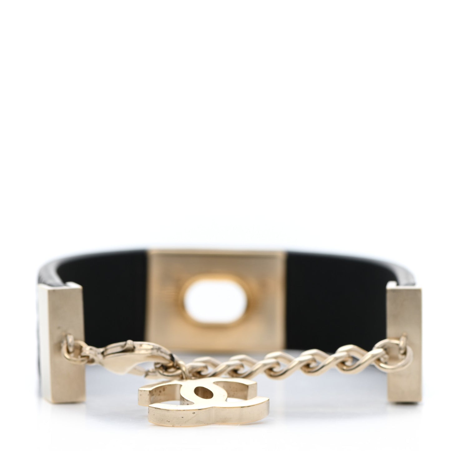 Calfskin CC Bracelet Black Gold